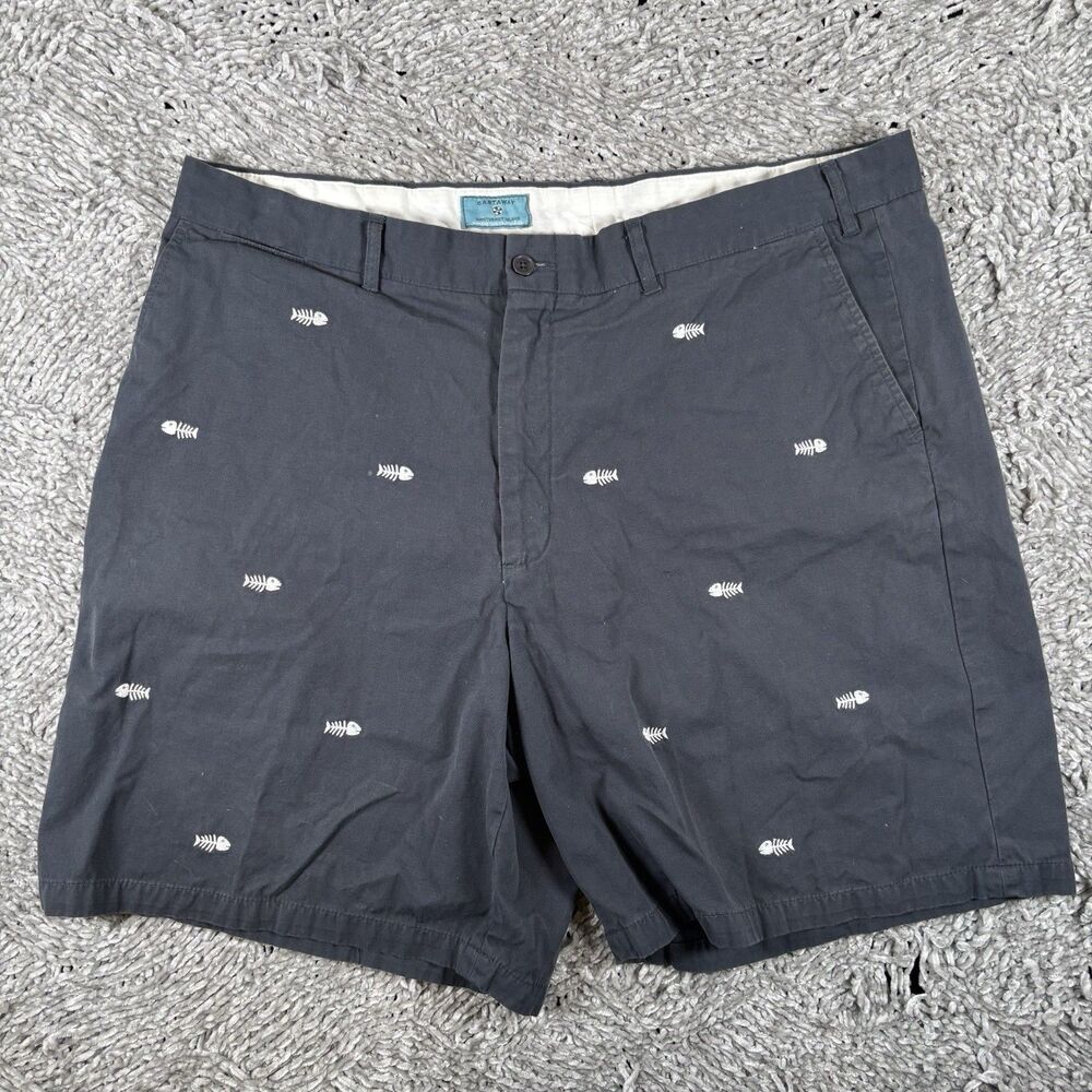 Castaway Nantucket Chino Shorts Men’s Size 42 Black Fishbone Embroidery Golf